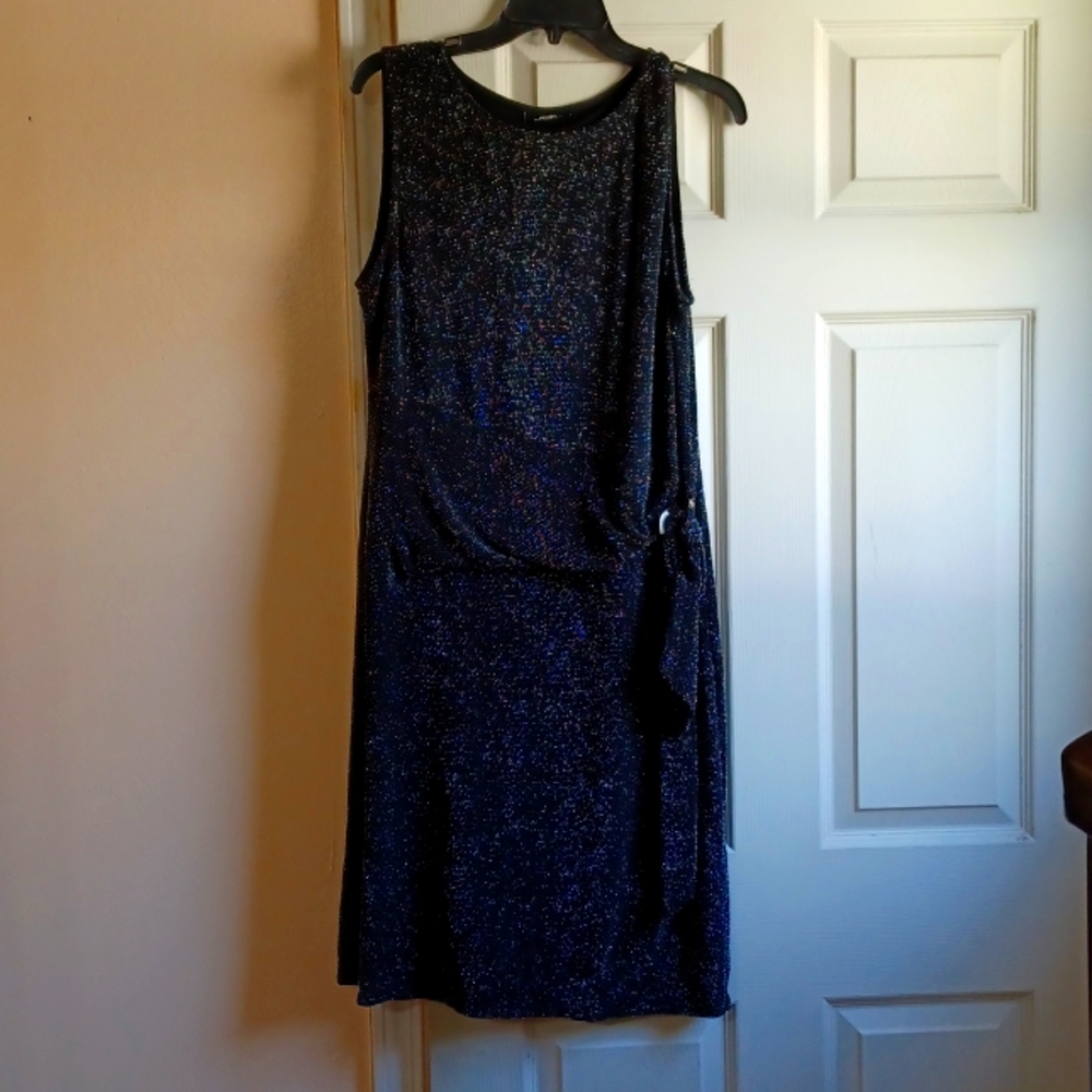 Wallis UK Black/Silver sleeveless Midi dress w/drop waist NEW